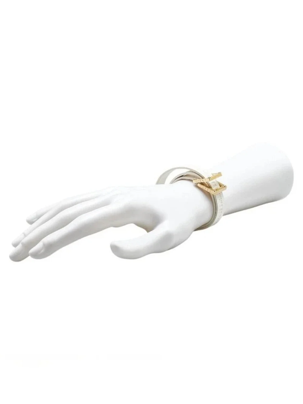 LOEWE Vintage 030510 Double Wrap Leather Bracelet White Gold Madrid Spain